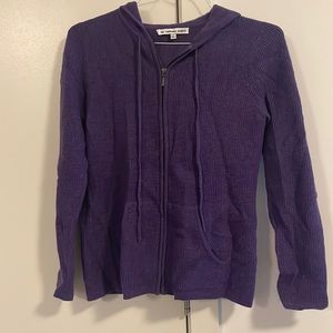 Purple cashmere waffle zip up